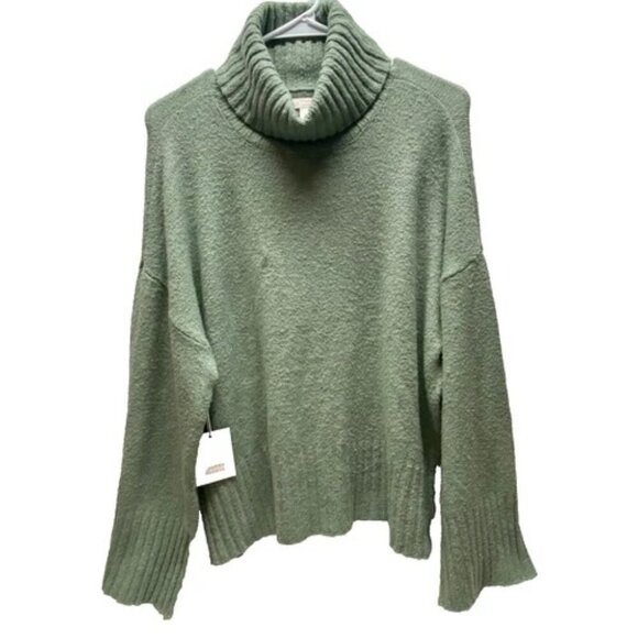 Lauren Conrad Women's Drop Shoulder Turtleneck Sweater Large Sage Green $50 NWT - Picture 1 of 13